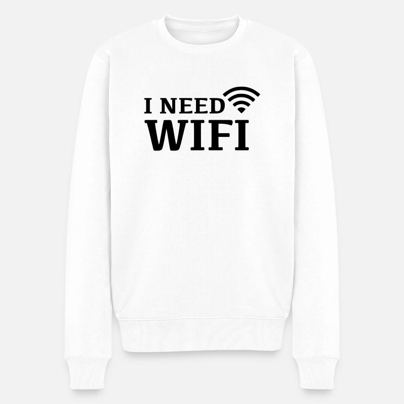 Wifi internet - Pull Premium bio Homme - blanc