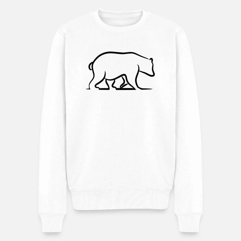 Ours brun - Grizzly - Pull Premium bio Homme - blanc