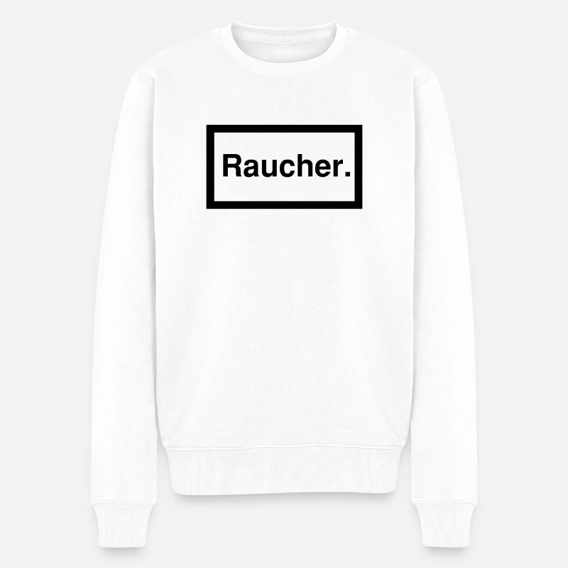 raucher 1c - Männer Premium Bio Pullover - Weiß