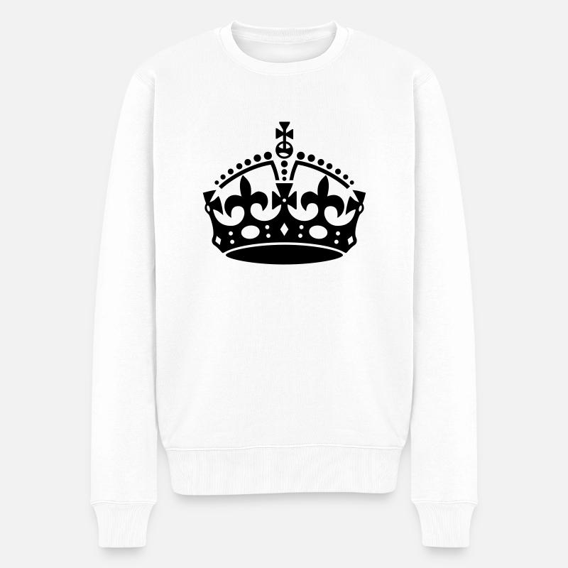 Bleib 'ruhig Crown - Männer Premium Bio Pullover - Weiß