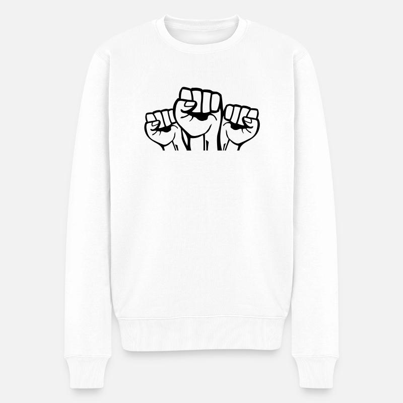 fists_fa1 - Männer Premium Bio Pullover - Weiß