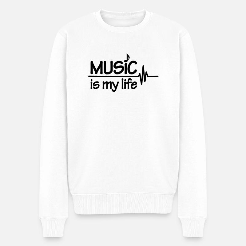 Music is my life - Pull Premium bio Homme - blanc