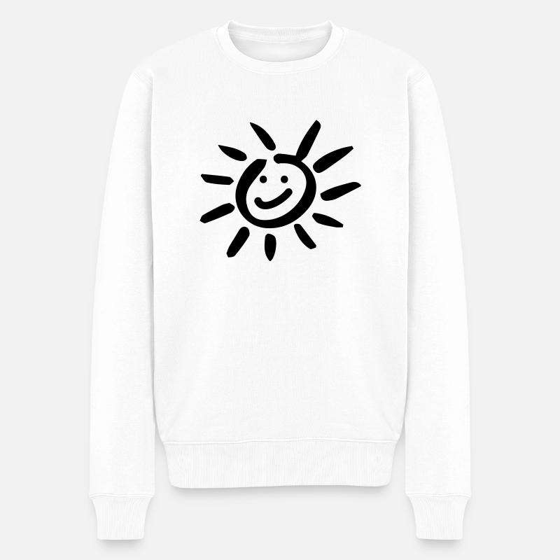 sun_smiling - Männer Premium Bio Pullover - Weiß