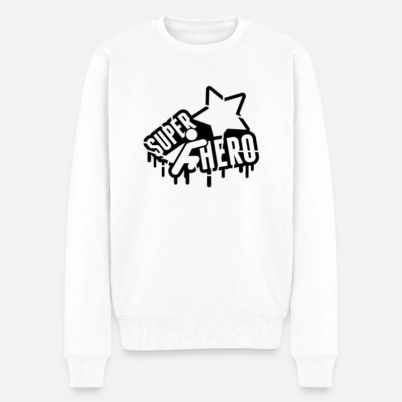 super_hero_grunge_bx1 - Männer Premium Bio Pullover - Weiß