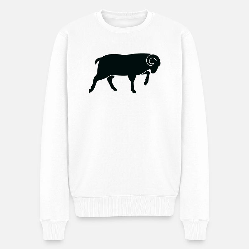 Ein laufender Schafbock - Männer Premium Bio Pullover - Weiß