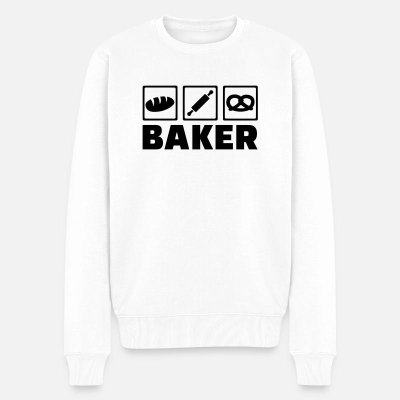 Bäcker - Männer Premium Bio Pullover - Weiß