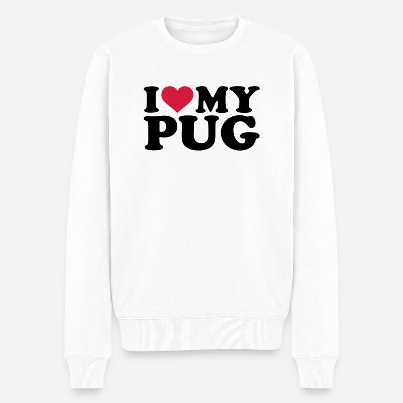 Mops - Männer Premium Bio Pullover - Weiß