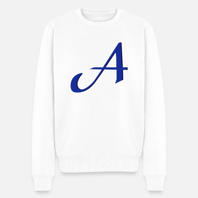 A, Buchstaben, Letters, Initialen - Pull Premium bio Homme - blanc