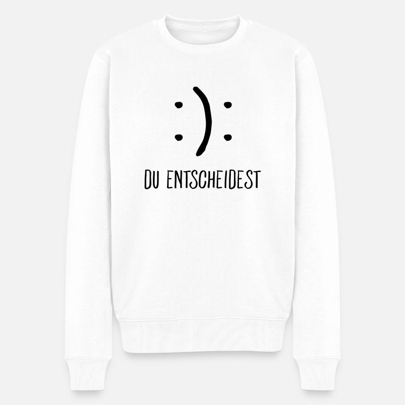 Du Entscheidest (Smiley) - Männer Premium Bio Pullover - Weiß