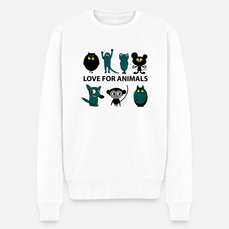 Liebe für Tiere - Männer Premium Bio Pullover - Weiß