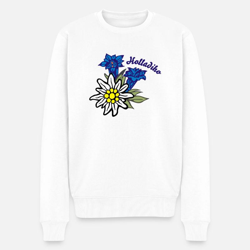 (edelweiss_mit_enzian_holladiho) - Männer Premium Bio Pullover - Weiß