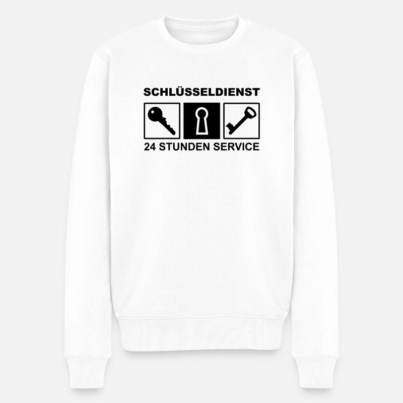 Schlüsseldienst - 24 Stunden Service - Männer Premium Bio Pullover - Weiß