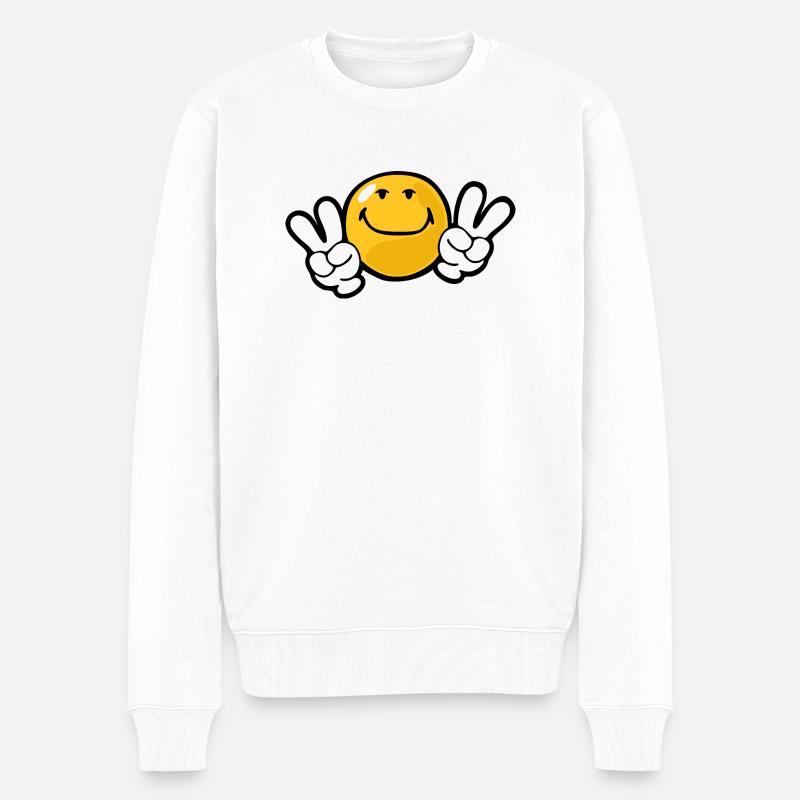 Smiley Confidence Ambition - Männer Premium Bio Pullover - Weiß
