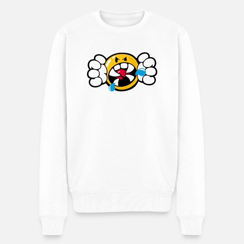 Smiley Anger Vicious - Männer Premium Bio Pullover - Weiß