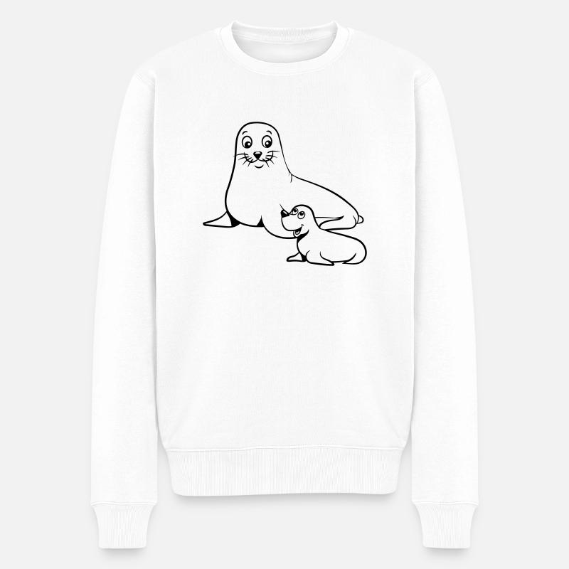 seehund mama bébé - Pull Premium bio Homme - blanc