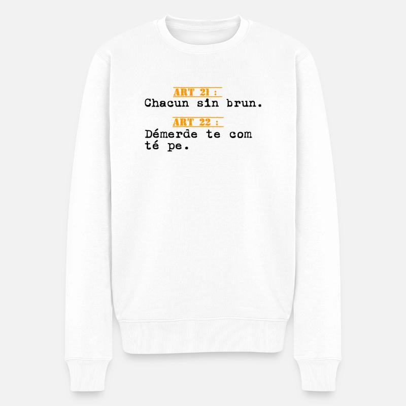 T shirt chti humour article 21 - Pull Premium bio Homme - blanc