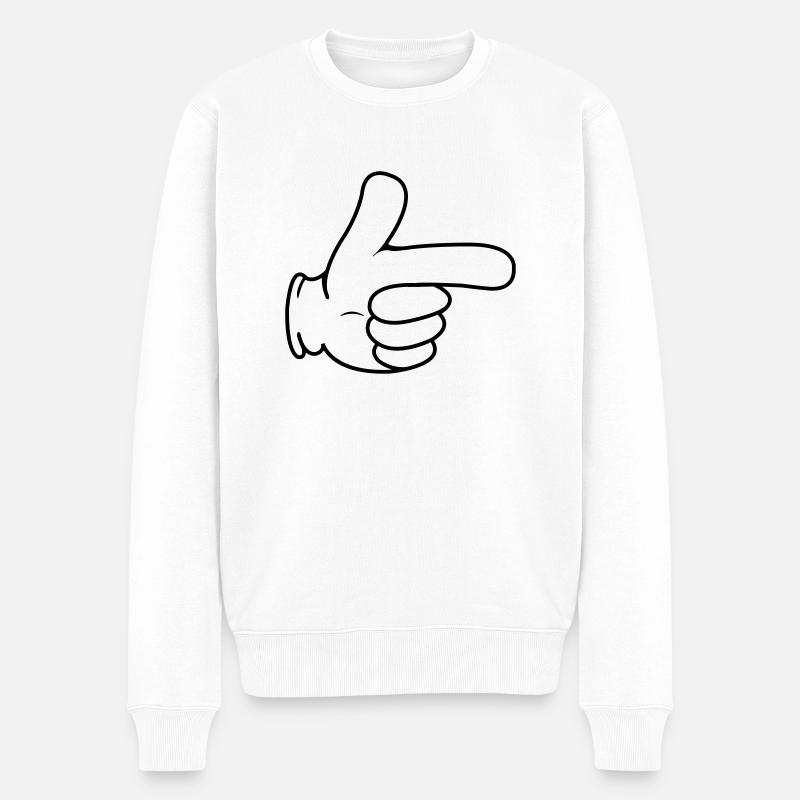 hand zeigefinger - Männer Premium Bio Pullover - Weiß