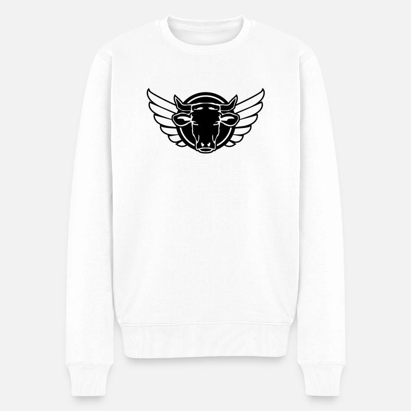 kuh bull wappen - Männer Premium Bio Pullover - Weiß