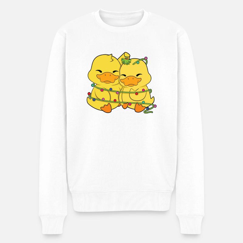 Canards Lumières de Noël - Pull Premium bio Homme - blanc