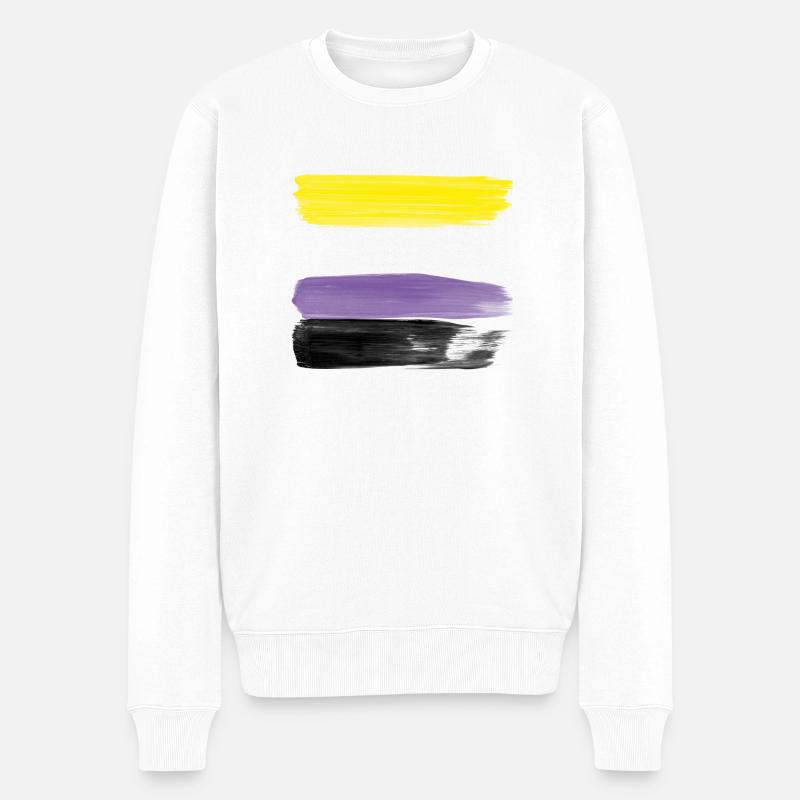 Non-Binary Pride Strokes - Men's Premium Organic Jumper - white