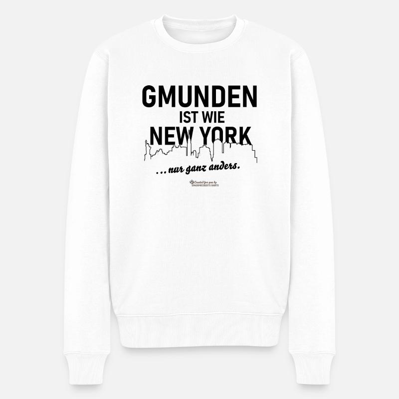 Gmunden ist wie New York - Männer Premium Bio Pullover - Weiß