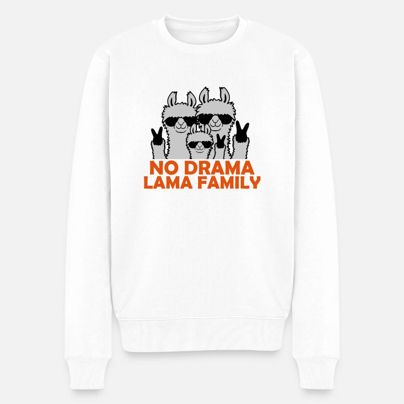 Pas de drame Famille de lamas - Pull Premium bio Homme - blanc