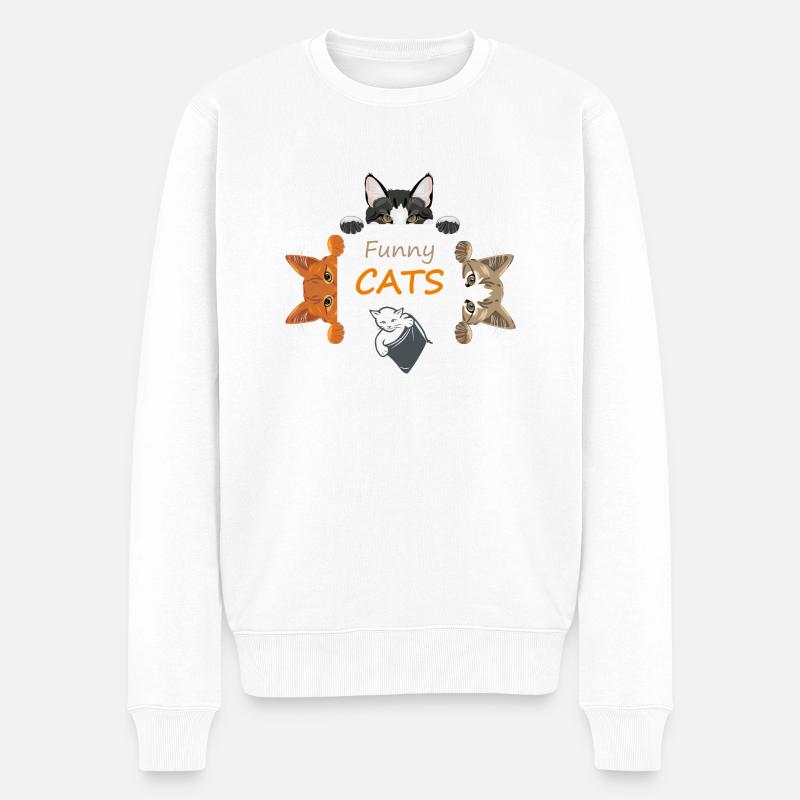 Drôles de chats espions - Pull Premium bio Homme - blanc