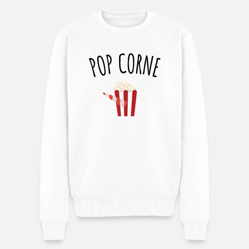 pop corne - Pull Premium bio Homme - blanc