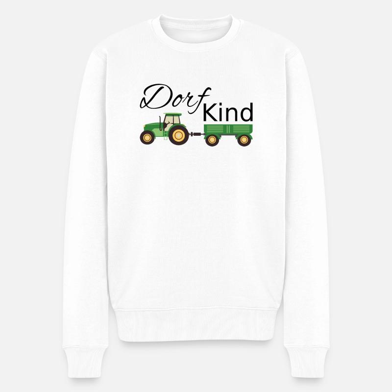 Tracteur Dorfking en vert - Pull Premium bio Homme - blanc