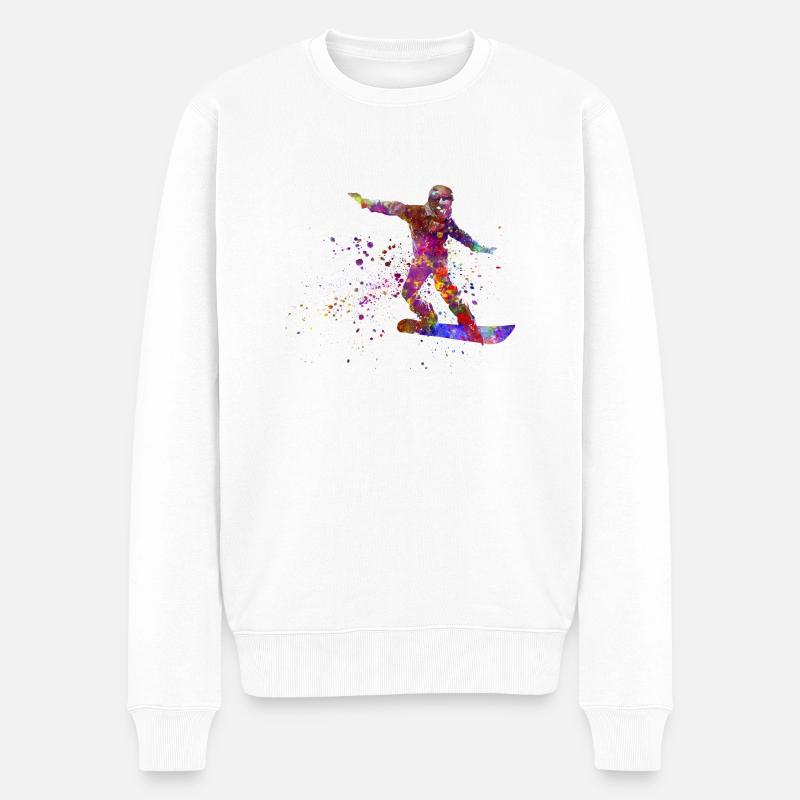 Snowboard in Aquarell - Männer Premium Bio Pullover - Weiß
