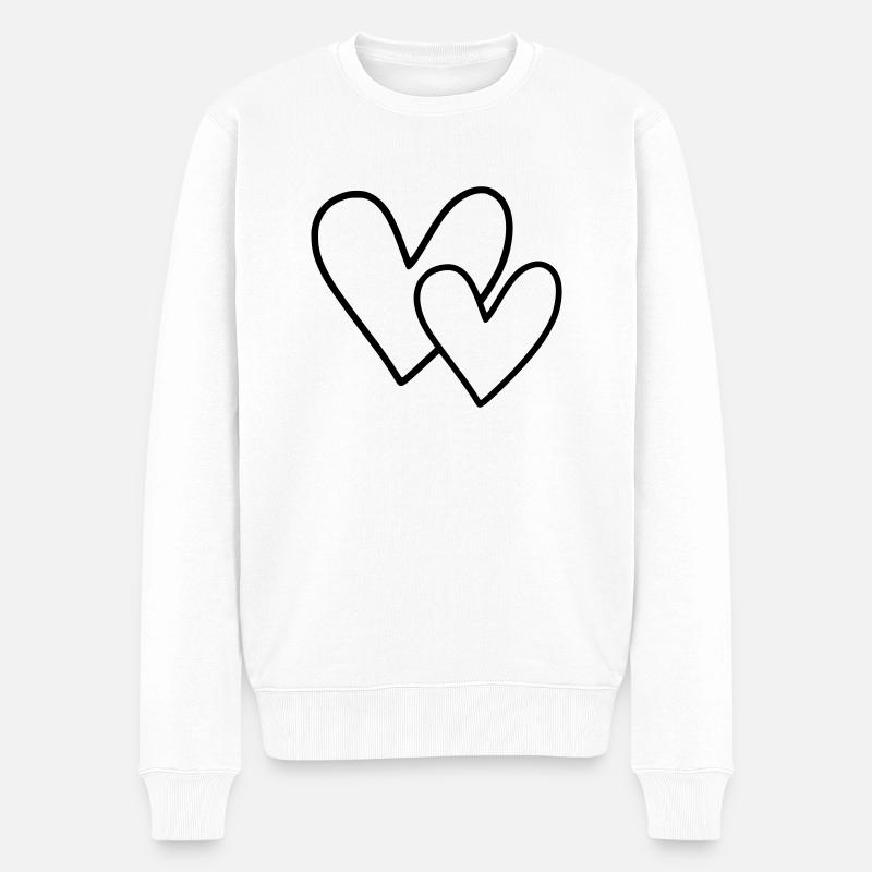 2 Herzen - Männer Premium Bio Pullover - Weiß