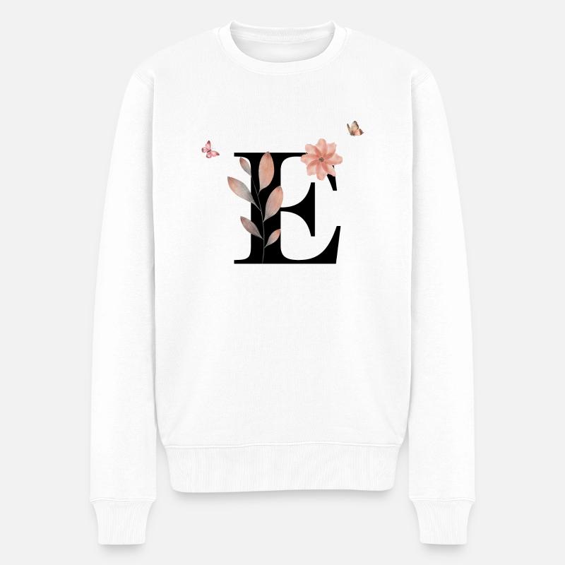 Buchstabe e Wildblumen Aquarelle - Männer Premium Bio Pullover - Weiß