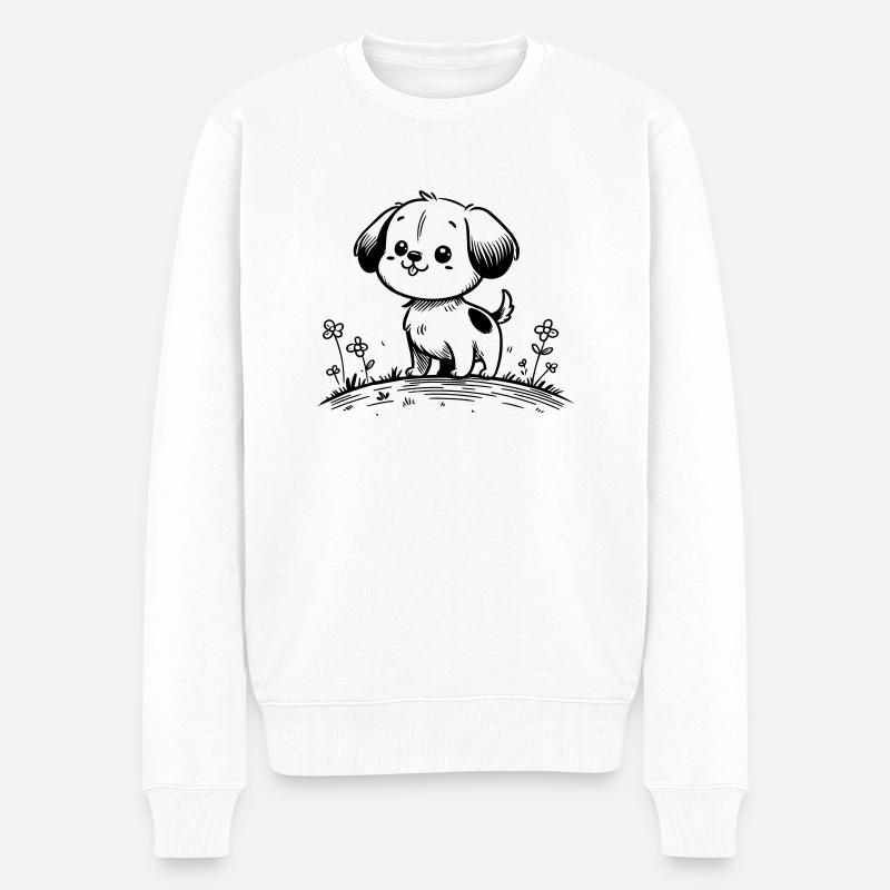 Hund - Männer Premium Bio Pullover - Weiß