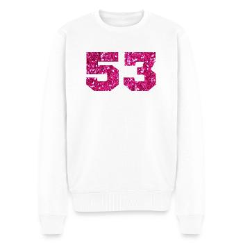 Nummer 53 Pink Glitter - 53. Jubiläum - Männer Premium Bio Pullover - Weiß - Vorne - Thijin (182cm)