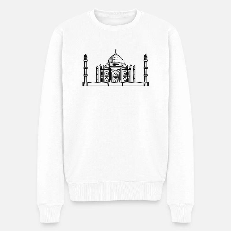 1 bit Pixel Taj Mahal - Pull Premium bio Homme - blanc