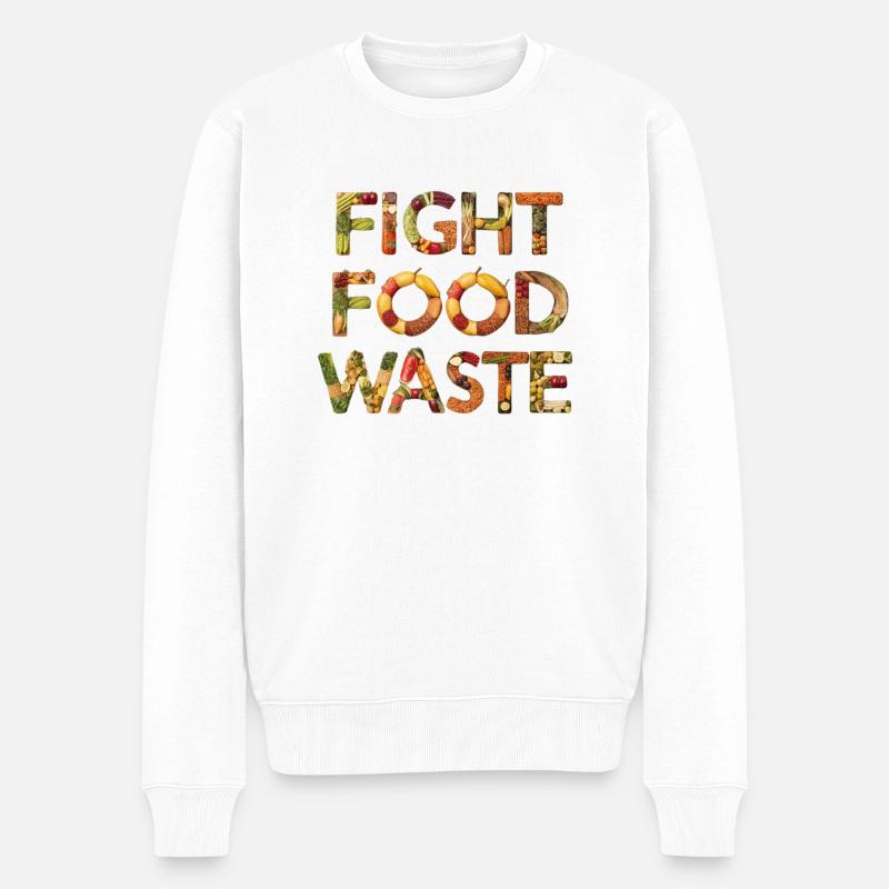 Fight Food Waste Essen Verschwendung - Männer Premium Bio Pullover - Weiß