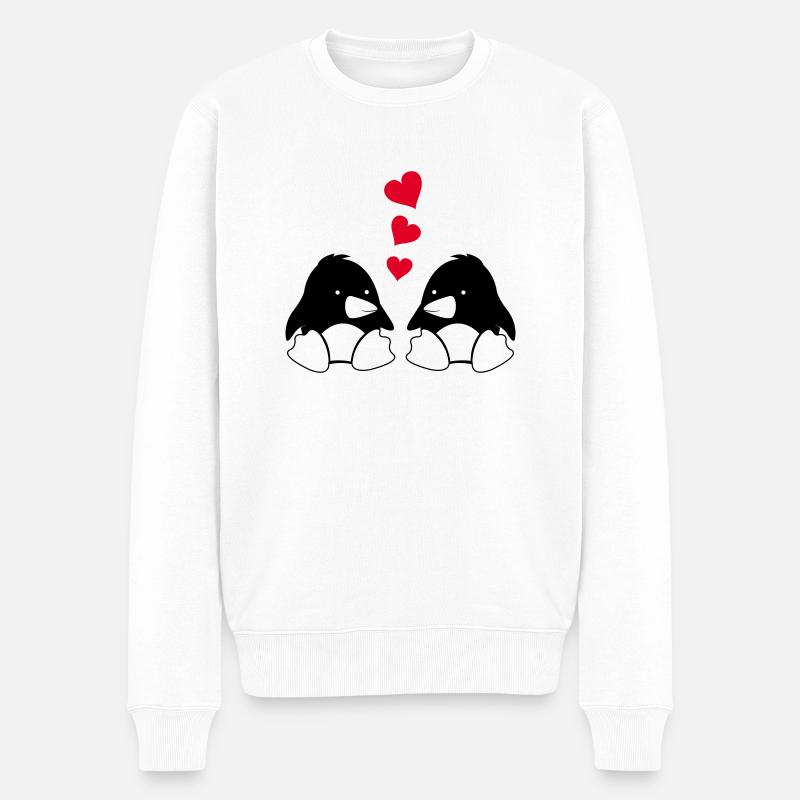 verliebte pinguine 001 - Männer Premium Bio Pullover - Weiß