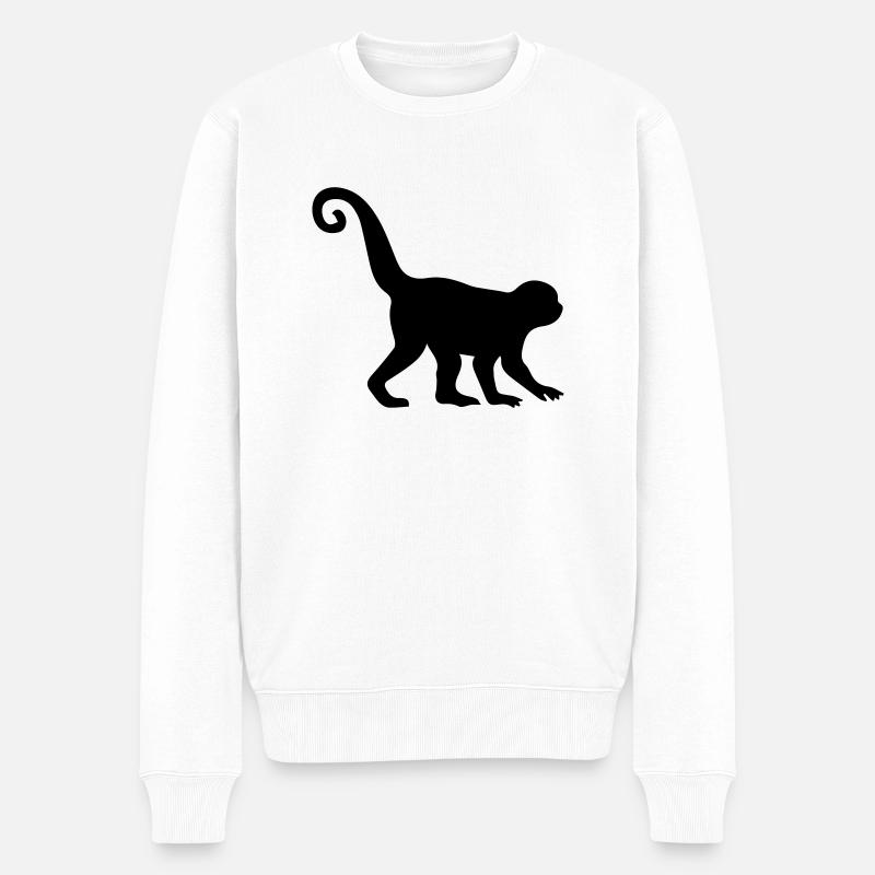 affe silhouette - Männer Premium Bio Pullover - Weiß