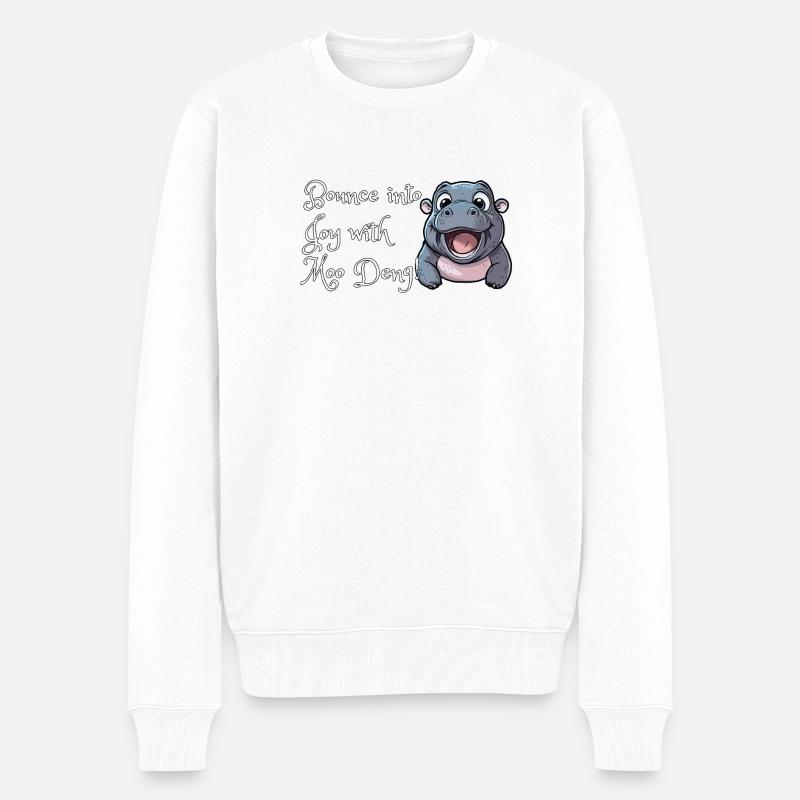 Moo Deng - Männer Premium Bio Pullover - Weiß