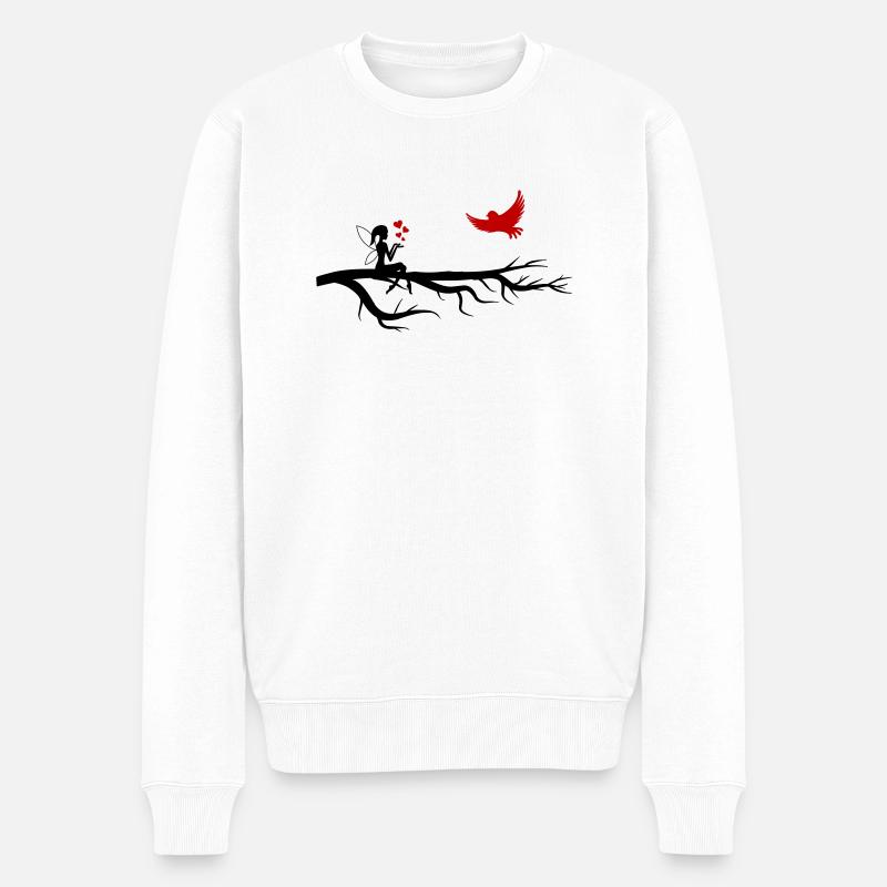 Fee Elfe Silhouette Love - Männer Premium Bio Pullover - Weiß