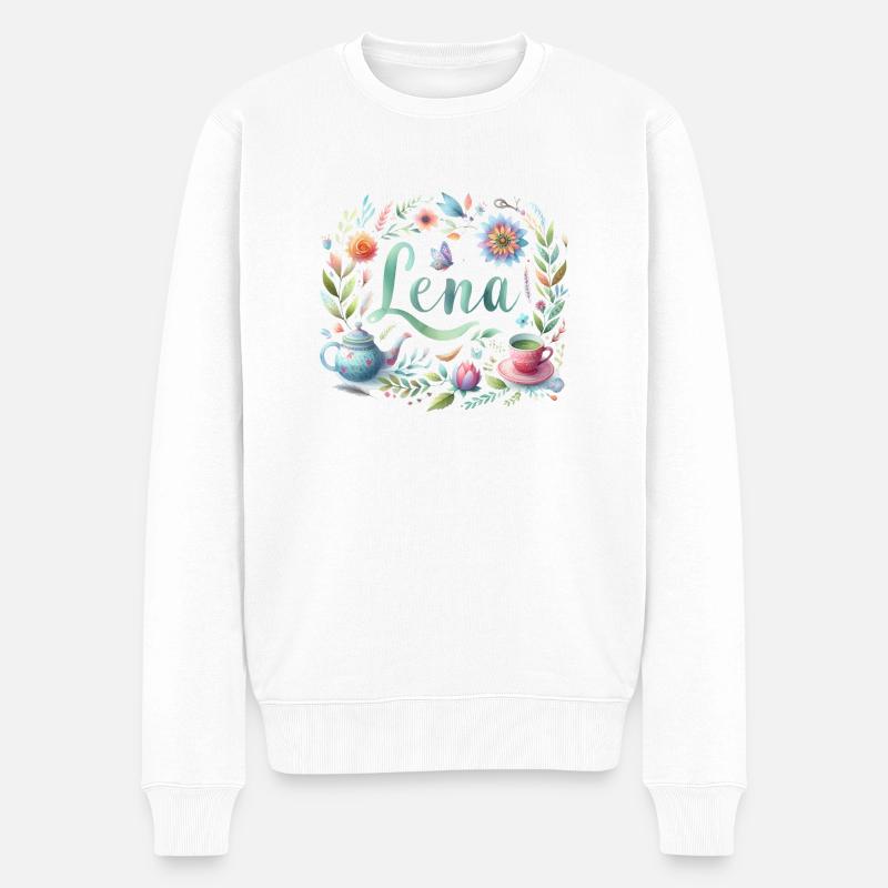 Lena Nom Prénom Aquarelle - Pull Premium bio Homme - blanc
