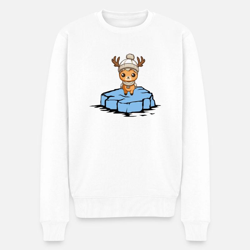 Reh Eisscholle - Männer Premium Bio Pullover - Weiß