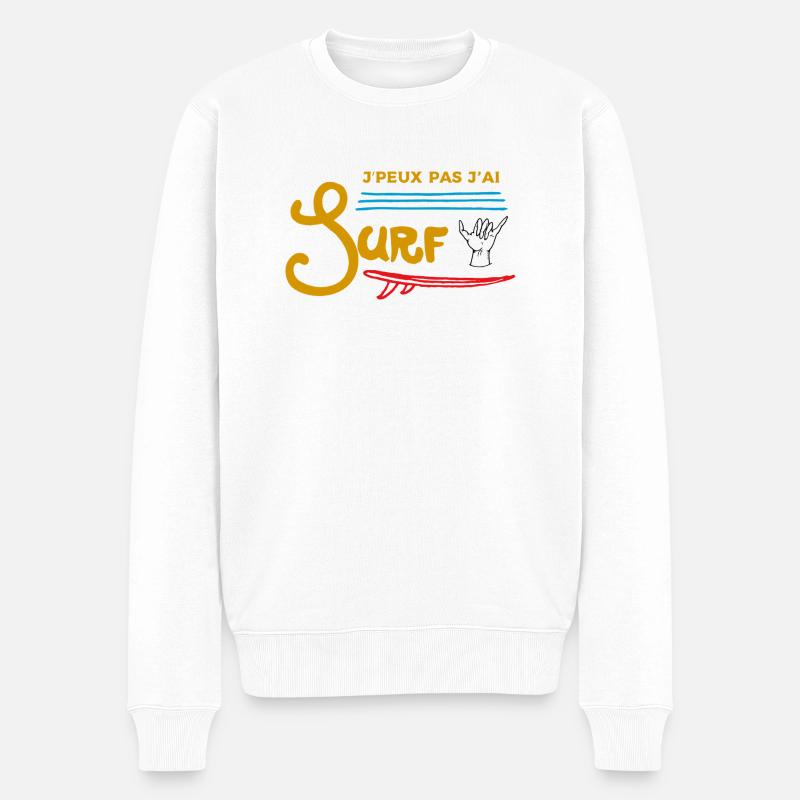 Ich kann nicht surfen - Männer Premium Bio Pullover - Weiß