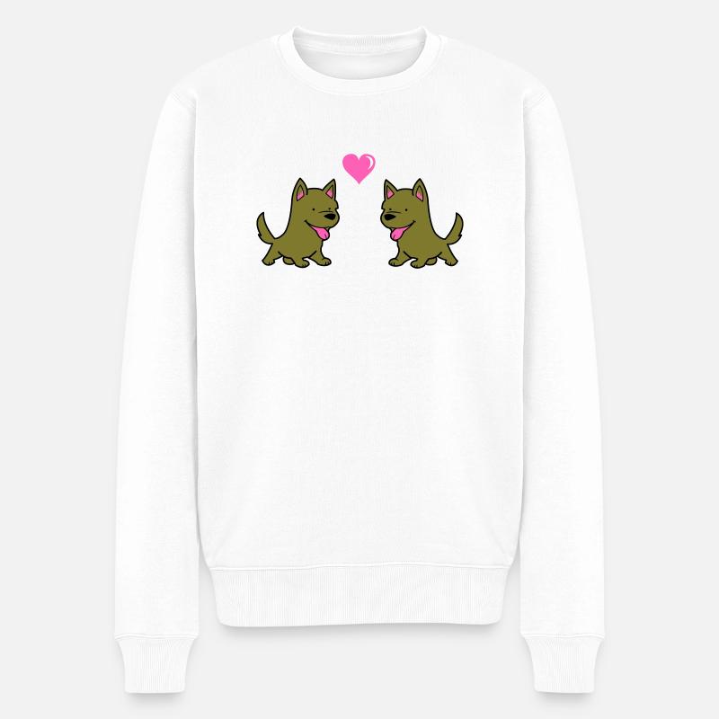 hund comic liebe - Männer Premium Bio Pullover - Weiß