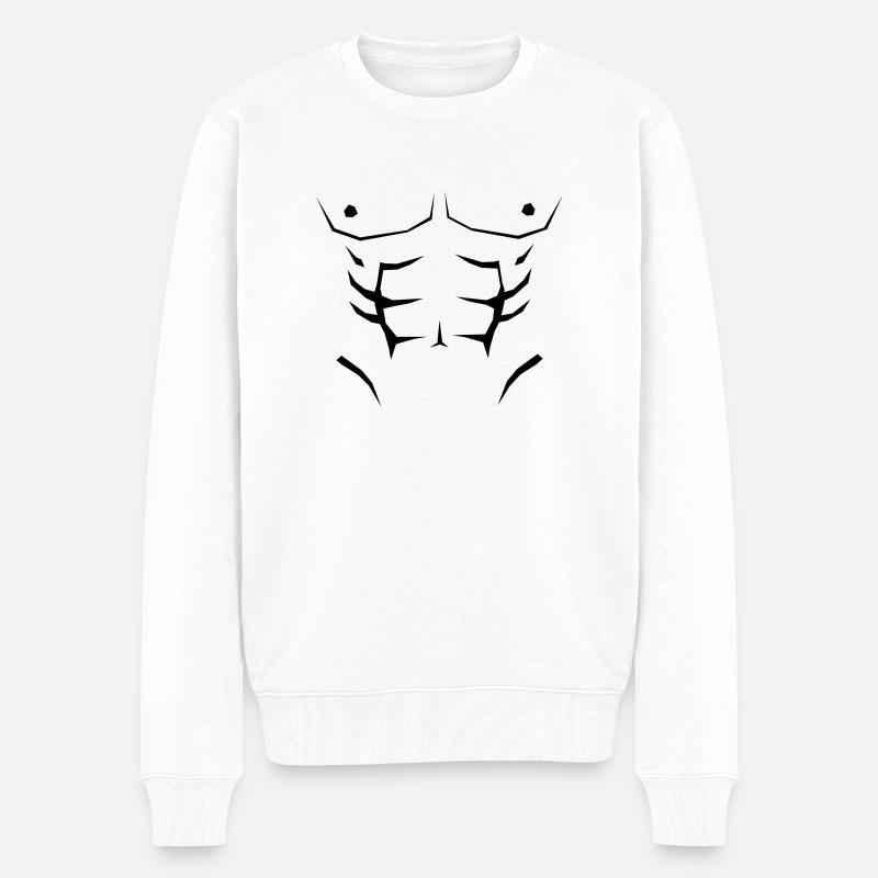 Faux abdos - Pull Premium bio Homme - blanc