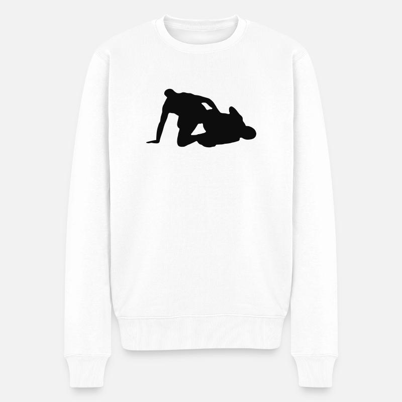 Grappling Leg Control Silhouette - Men's Premium Organic Jumper - white
