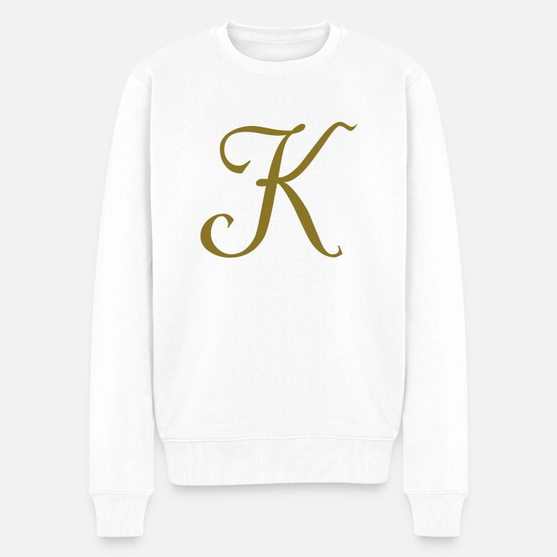 K - Lettre - Pull Premium bio Homme - blanc