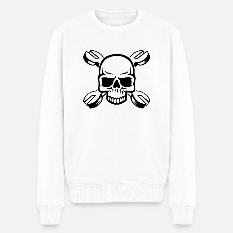 skull - Männer Premium Bio Pullover - Weiß