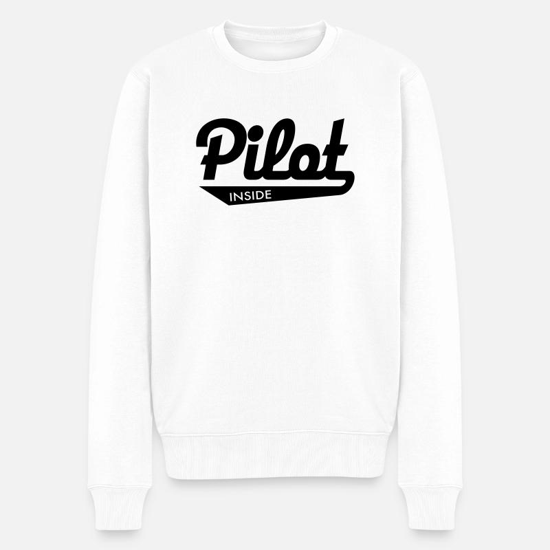 Pilot - Männer Premium Bio Pullover - Weiß