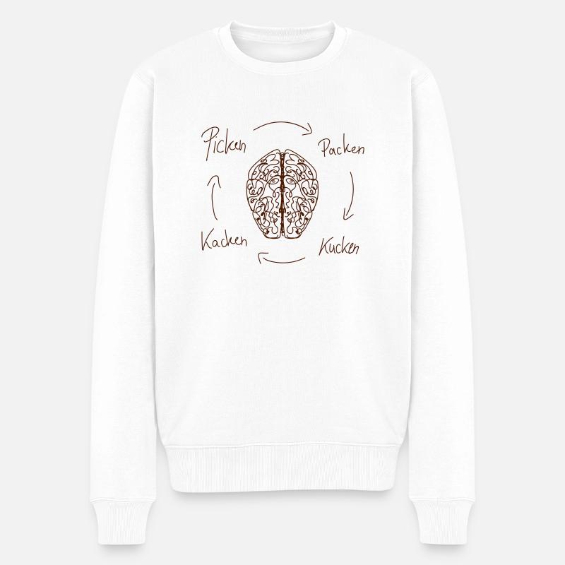 Picken Packen Kucken Kacken - Männer Premium Bio Pullover - Weiß